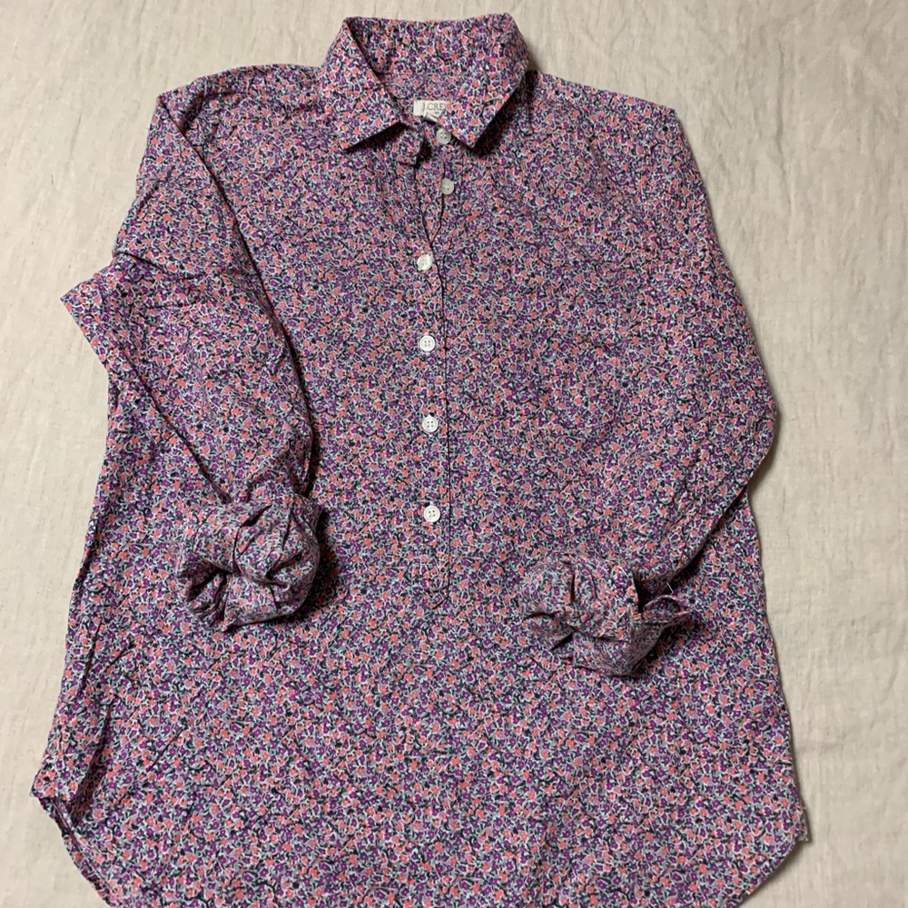 JCrew Printed Voile Popover Shirt